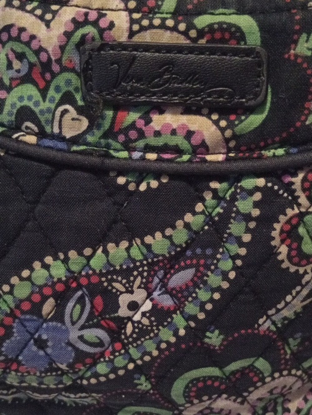 Vera Bradley Black Quilted Paisley Crossbody with Multicolor Accents#adjustable - Picture 2 of 9